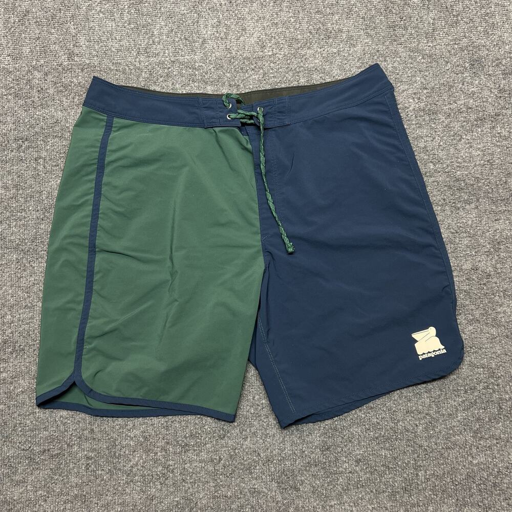 Patagonia Board Shorts Mens 35 Blue Green Colorblock Quick Dry Surf STY86470SP24